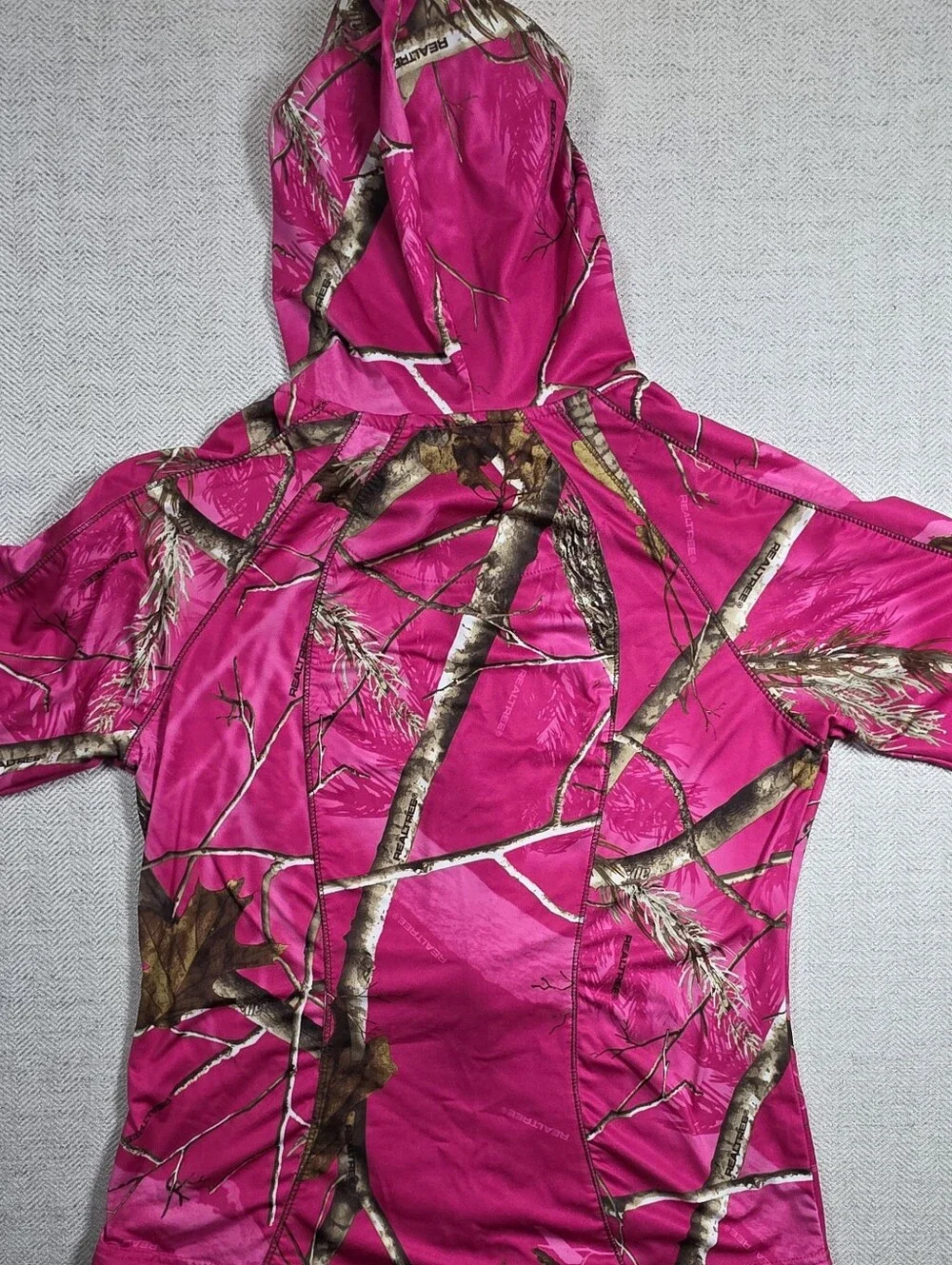 Realtree AP Pink Camo Full Zip Hoodie Jacket Youth Girls Size S Small 4-6